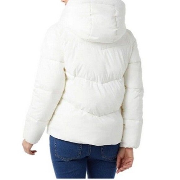 32 Degrees Heat Womens Hooded Puffer Jacket Snap Closures White Large NWT - Picture 2 of 3